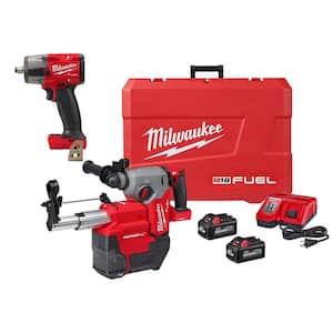 M18 FUEL ONE-KEY 18V Lithium-Ion Brushless Cordless 1 in. SDS-Plus Rotary Hammer W/Dust Ext Kit + 1/2 in. Impact Wrench