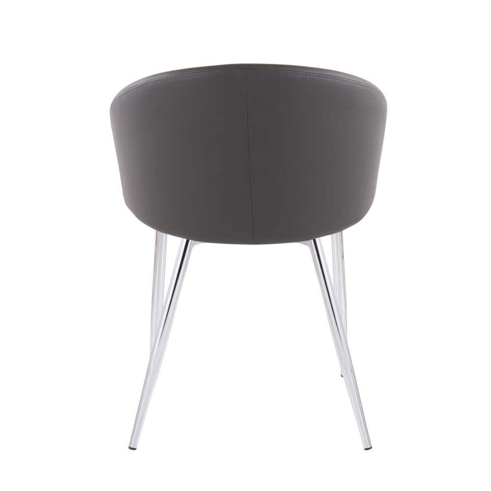 Claire Modern Silver Metal Frame Chair with Grey Faux Leather