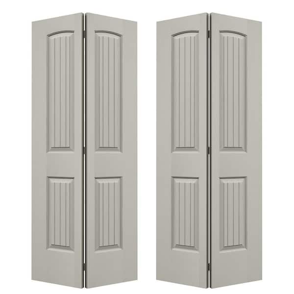 JELD-WEN 36 in. x 80 in. Santa Fe Vanilla Painted Smooth Molded Composite Closet Bi-fold Double Door