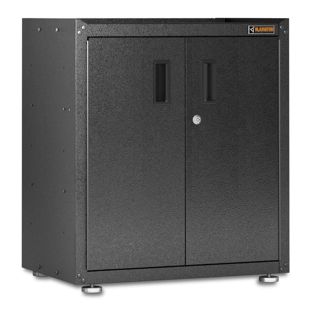 Freestanding Lockable White Storage Cabinet with Adjustable Shelving
