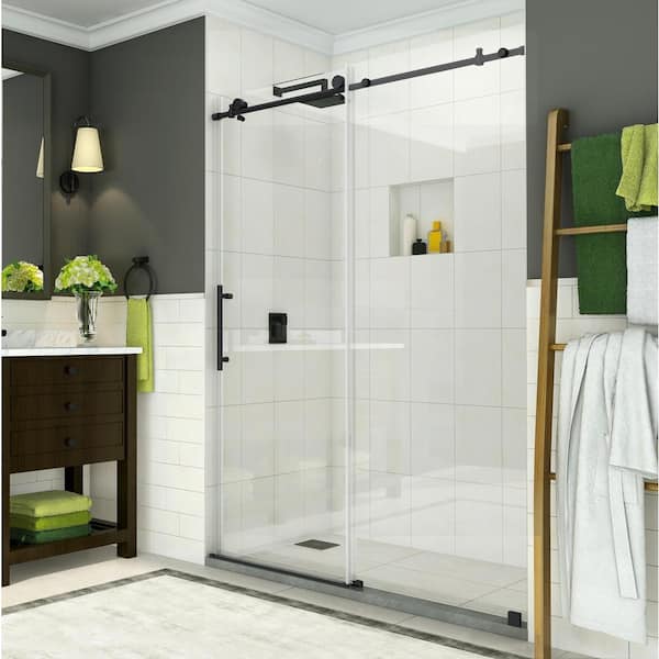 Aston Coraline 44 in. to 48 in. x 76 in. Frameless Sliding Shower Door in Matte Black