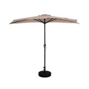 Fiji 9 ft. Market Half Patio Umbrella with Black Round Base in Beige