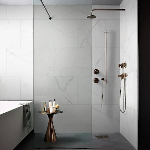 Brighton Grey 24 in. x 24 in. Matte Porcelain Marble Look Floor and Wall Tile (16 sq. ft./ Case)