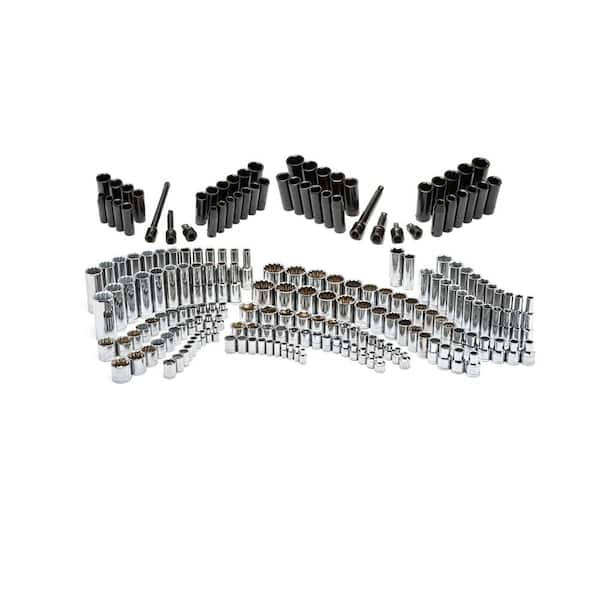 Husky 1/4 in., 3/8 in. and 1/2 in. Drive Chrome and Impact Socket Set with EVA Storage Trays (250-Piece)