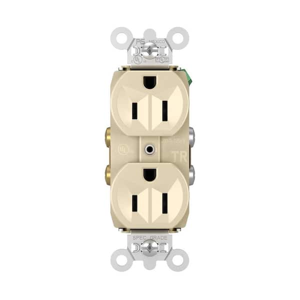 Legrand Pass & Seymour 15 Amp 125-Volt Tamper Resistant Commercial Grade Backwire Duplex Outlet, Ivory