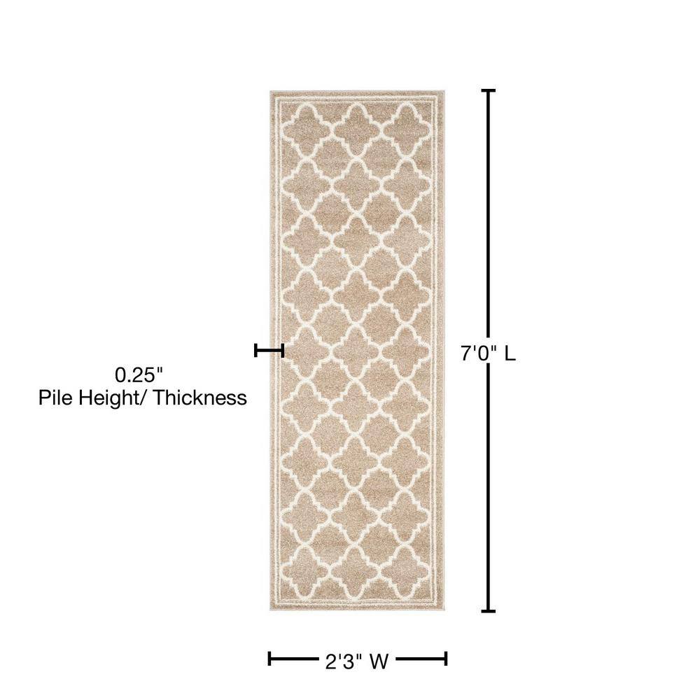 Wheat and Beige Geometric Synthetic Area Rug