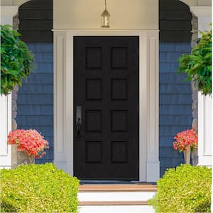 Regency 42 in. x 80 in. 8-Panel LHOS Onyx Stain Mahogany Fiberglass Prehung Front Door