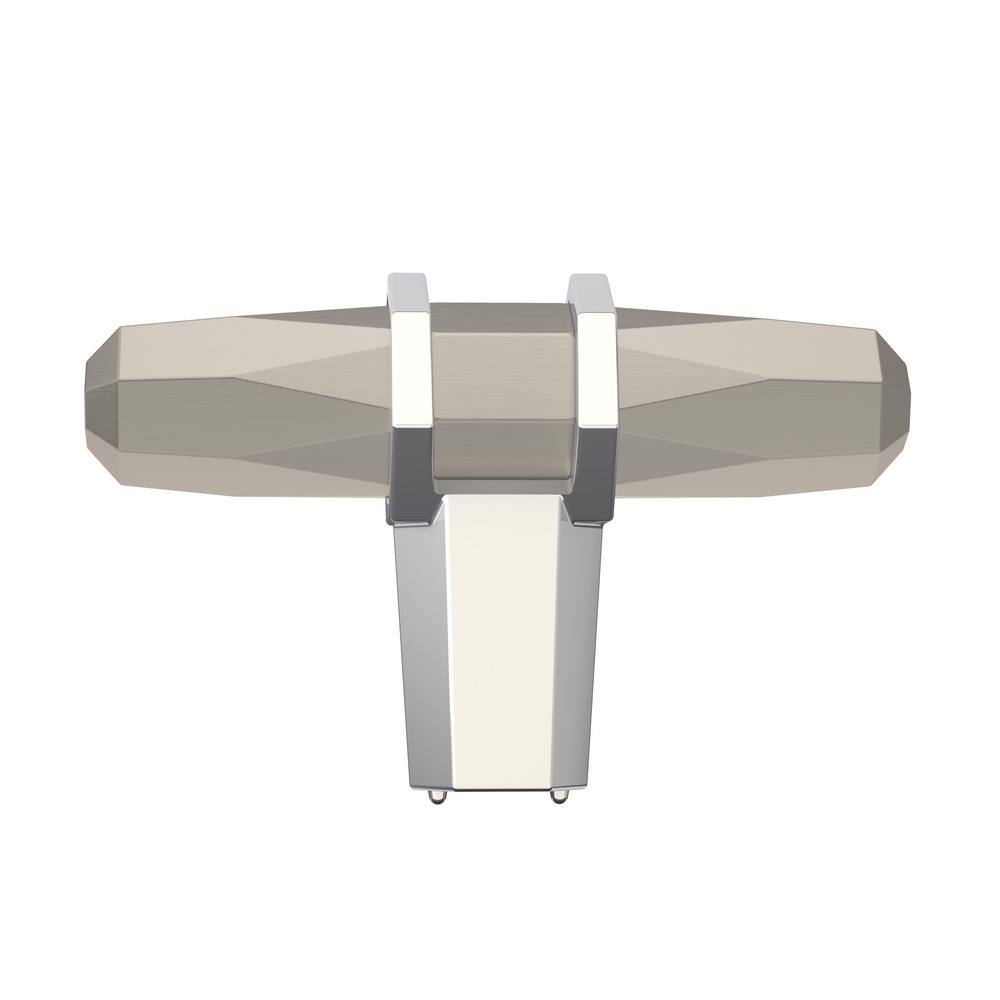 Amerock London 2-1/2 inch (64mm) Length Satin Nickel/Polished Chrome Cabinet Knob