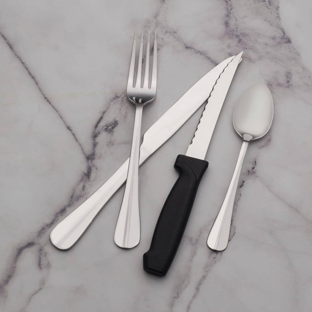 Simplicity 16-Piece Stainless Steel Flatware Set with Steak Knives