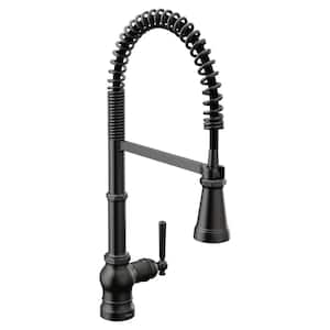 Paterson Single-Handle Pre-Rinse Spring Pulldown Sprayer Kitchen Faucet with Power Clean in Matte Black
