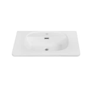 29.5 in. W x 18.9 in. D Solid Surface Resin Vanity Top in White
