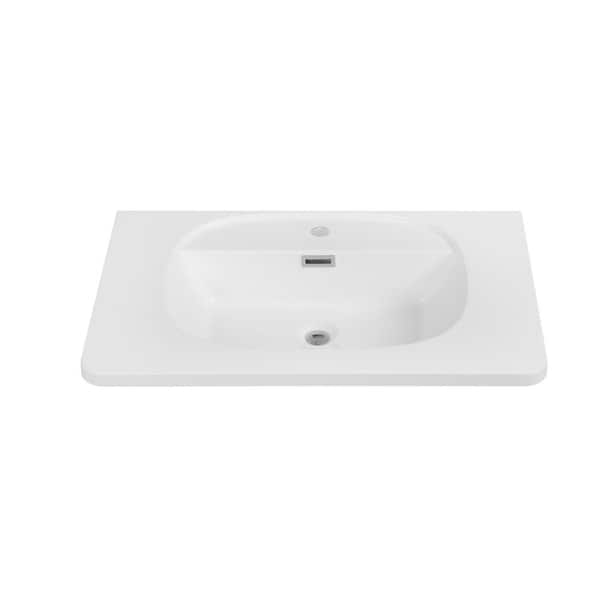 Streamline 29.5 in. W x 18.9 in. D Solid Surface Resin Vanity Top in White