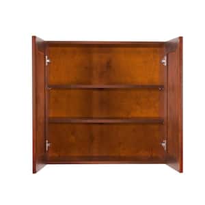 Cambridge Assembled 30x30x12 in. Wall Cabinet with 2 Doors 2 Shelves in Chestnut