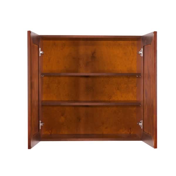 Cambridge Assembled 30x30x12 in. Wall Cabinet with 2 Doors 2 Shelves in Chestnut