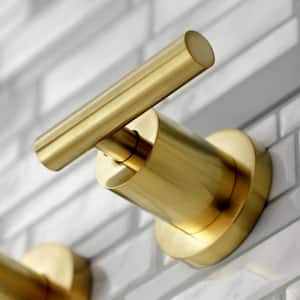 Manhattan 2-Handle Wall Mount Bathroom Faucet in Brushed Brass