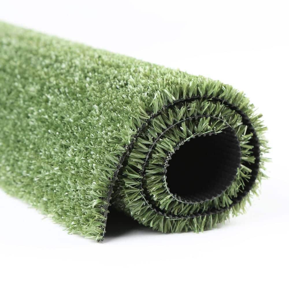 Wildaven 4 ft. x 13 ft. Non-Toxic Green Artificial Grass Rug with
