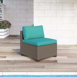 Keys Metal Outdoor Sectional with Cyan Cushions