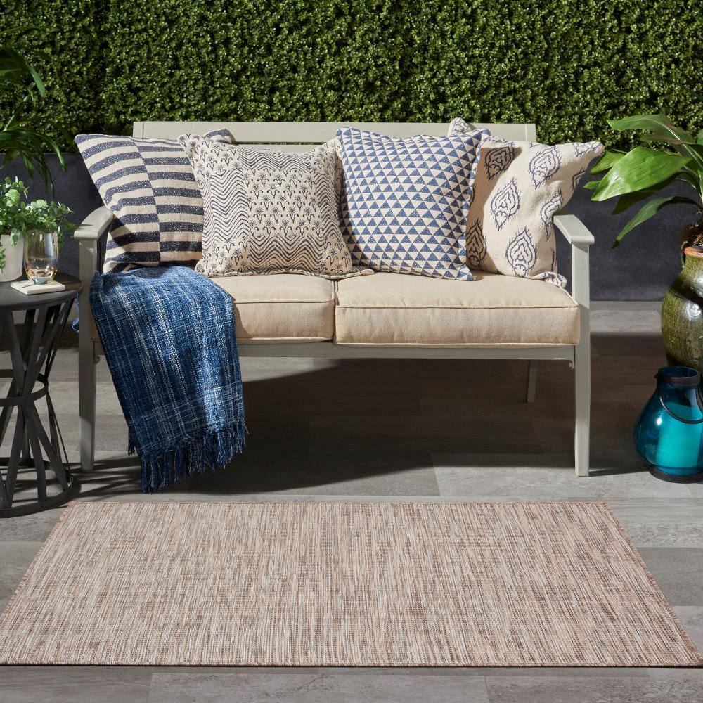 Beige Easy-Care Synthetic Rectangular Flatweave Rug