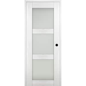 Vona 3 Lite 32" x 79.375" Left-Hand Frosted Glass Ribeira Ash Composite Solid Core Wood Single Prehung Interior Door
