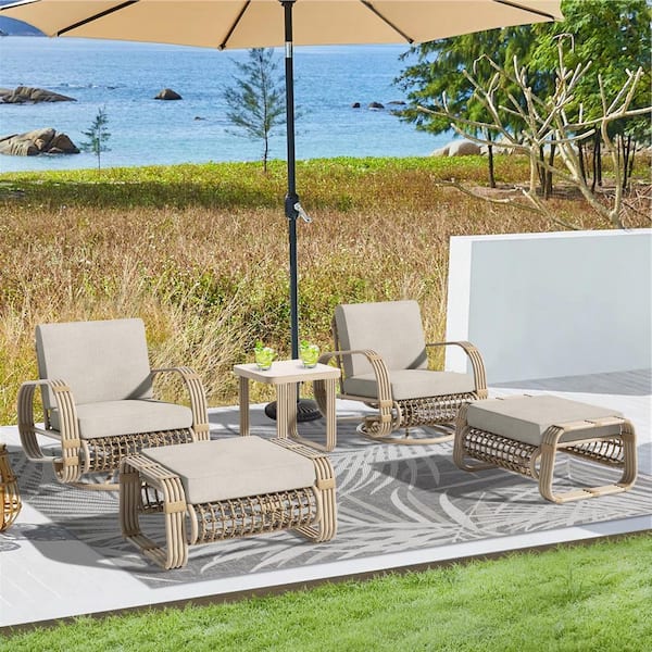 ULAX FURNITURE Arsterie 5-Piece Aluminum Patio Conversation Set with Ottomans