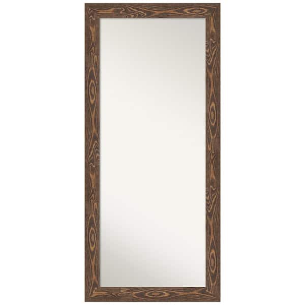 Non-Beveled Bridge Brown 30 in. W x 66 in. H Decorative Floor Leaner Mirror