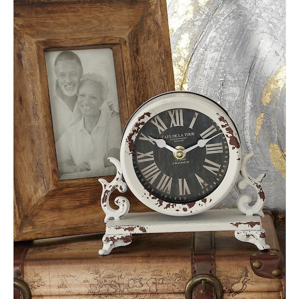 Black Metal Vintage Analog Tabletop Clock (Set of 2)