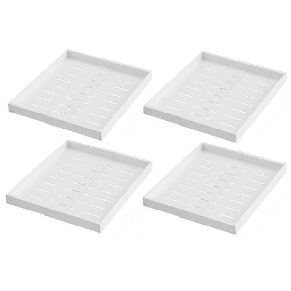 1-Shelf White Heavy Duty Slide Out Cabinet Shelf with Upgraded 3-Rail Sliding System, 4 Pack Pull Out Cabinet Organizer