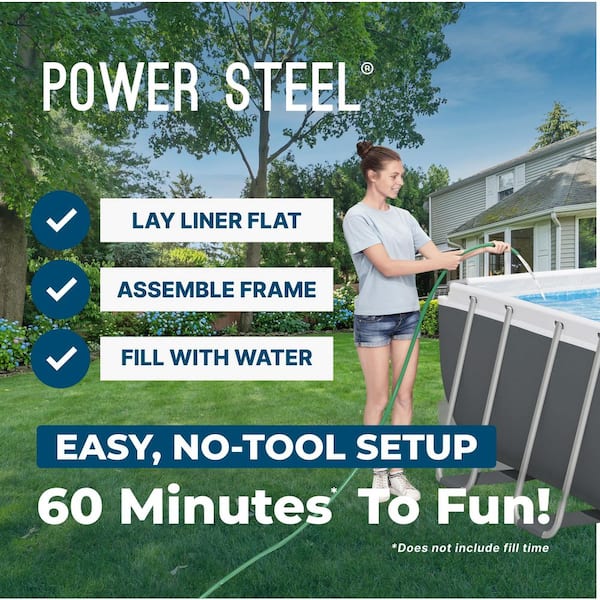 Bestway Power Steel 18 ft. x 9 ft. Rectangular 48 in. Deep Metal