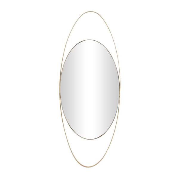 Litton Lane 42 in. x 16 in. Oval Round Framed Gold Wall Mirror