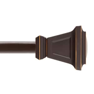 Seville 28 in. - 48 in. Adjustable Single Curtain Rod 5/8 in. Diameter in Oil Rubbed Bronze with Square Finials