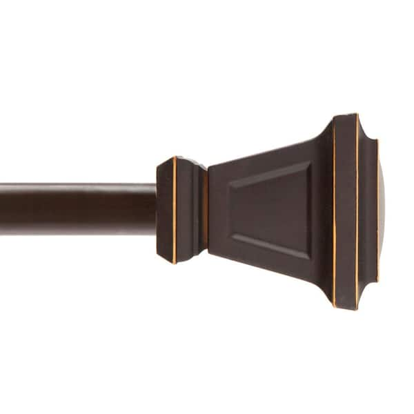 Kenney Seville 28 in. - 48 in. Adjustable Single Curtain Rod 5/8 in.  Diameter in Oil Rubbed Bronze with Square Finials KN75350NP - The Home Depot