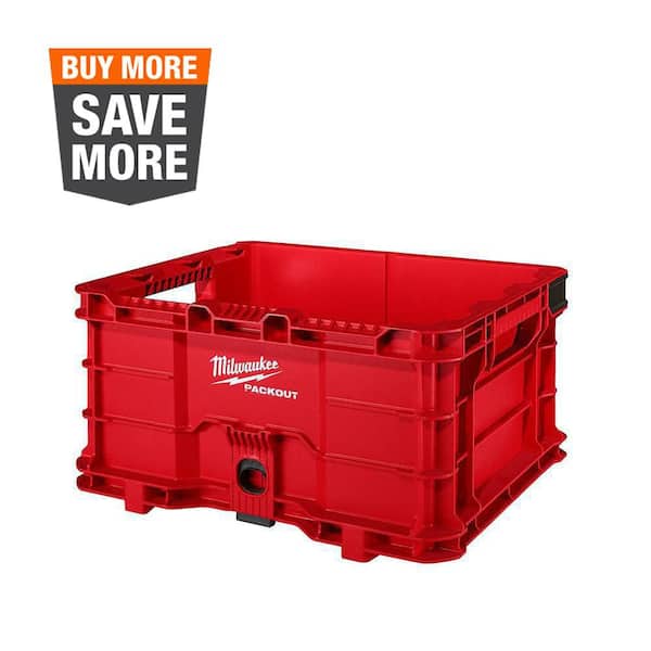 PACKOUT 18.6 in. Tool Storage Crate Bin with Carrying Handles and 50 lbs. Weight Capacity
