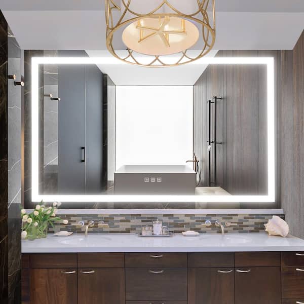 Andrea 55 in. W x 30 in. H Large Rectangular Frameless High Lumen LED Anti-Fog Dimmable Wall Mounted Bathroom Vanity Mirror