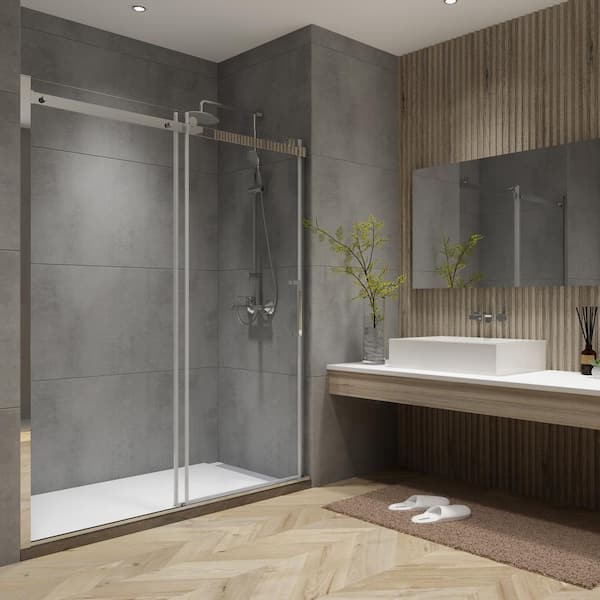 ROSWELL Rovigo 48 in. x 76 in. Semi-Frameless Sliding Shower Door in Chrome