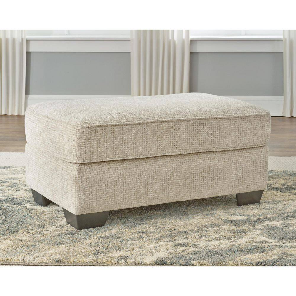 Haisley Beige Polyester Rectangle Accent Ottoman