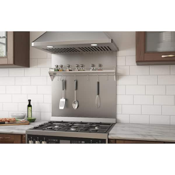 Ancona 30 in. x 30 in. Stainless Steel Backsplash with Shelf and