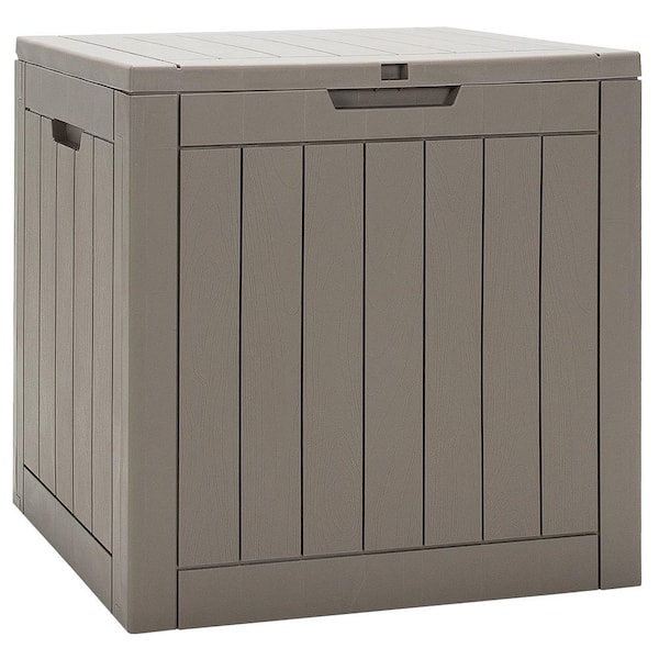 30 Gal. Deck Storage Box in Brown Container Seating Tools Organization Deliveries