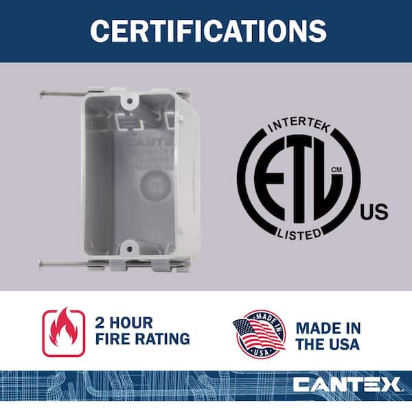 Cantex New Work 1-Gang 18 cu. in. Nail-on Electrical Outlet