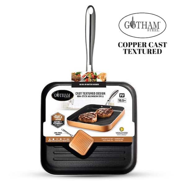 Gotham Steel Gotham Steel Copper Cast Textured 13.5-in Aluminum Cookware Set  with Lid in the Cooking Pans & Skillets department at
