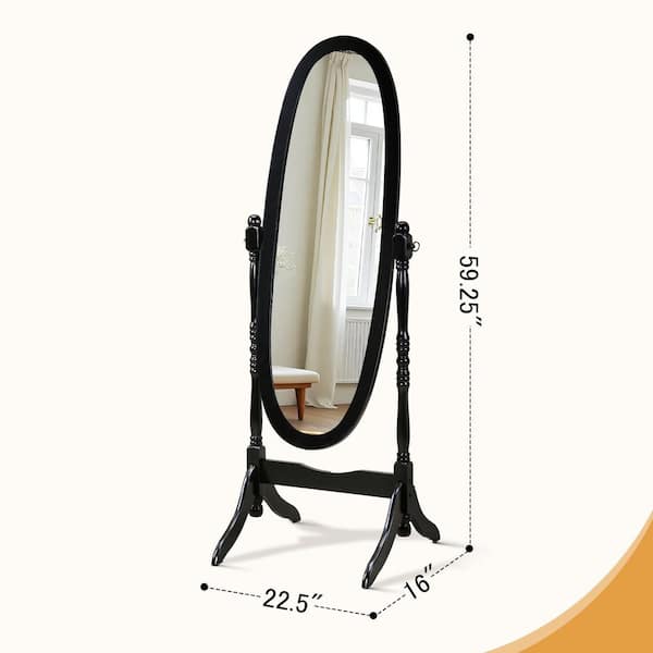 GOGEXX Queen Anne Style Black 16 in. W x 59.25 in. H Floor Mirror