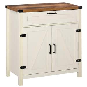 White Industrial Storage Sideboard with-Drawer and Double Door Cabinet