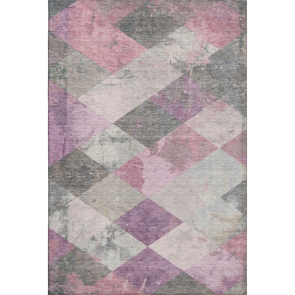 Mayfield Premium Machine Washable Abstract AMF1956 Blush 5 ft. x 7 ft. 6 in. Area Rug