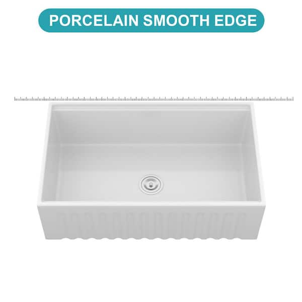 NEW 36 in. White Ceramic Farmhouse Sink, Apron Front Single Bowl