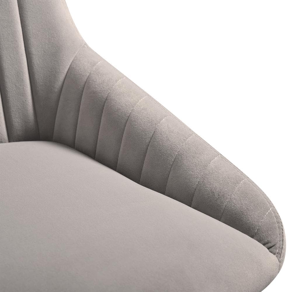 Gray Upholstered Swivel Parsons Side Chair with Metal Legs