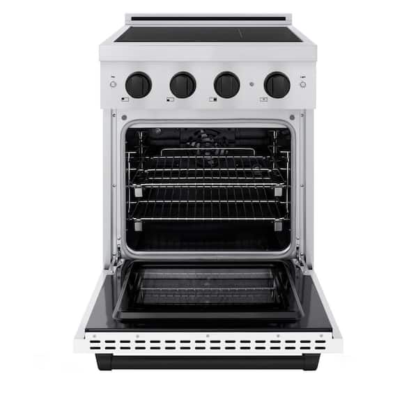 Autograph Edition 24 in. Paramount Induction Range with 3 Element Cooktop and  White Door with Matte Black Accents