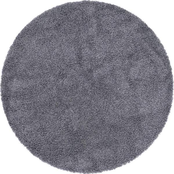 Unique Loom Davos Shag Peppercorn Gray 7 ft. x 7 ft. Round Area Rug