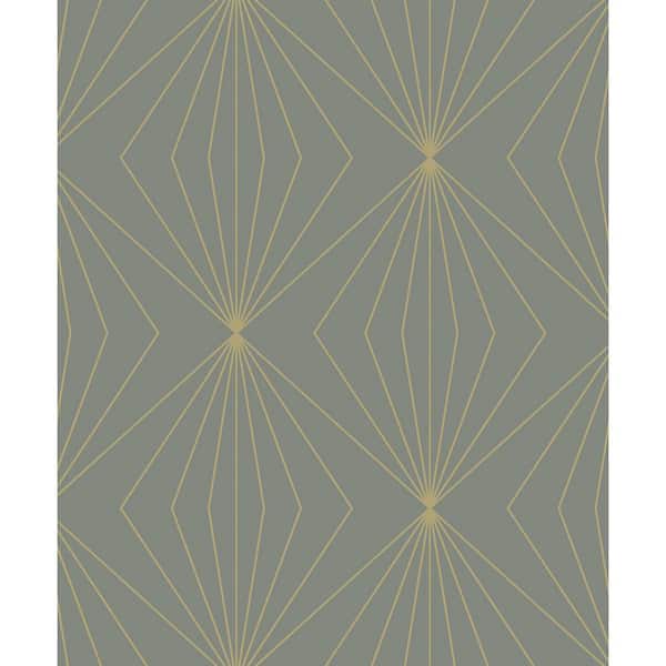 Seabrook Designs 57.5 sq. ft. Metallic Gold and Smoke Diamond Vector Unpasted Nonwoven Paper Wallpaper Roll