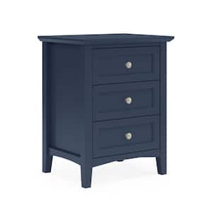 24 in. Blue 3-Drawers Wooden Nightstand