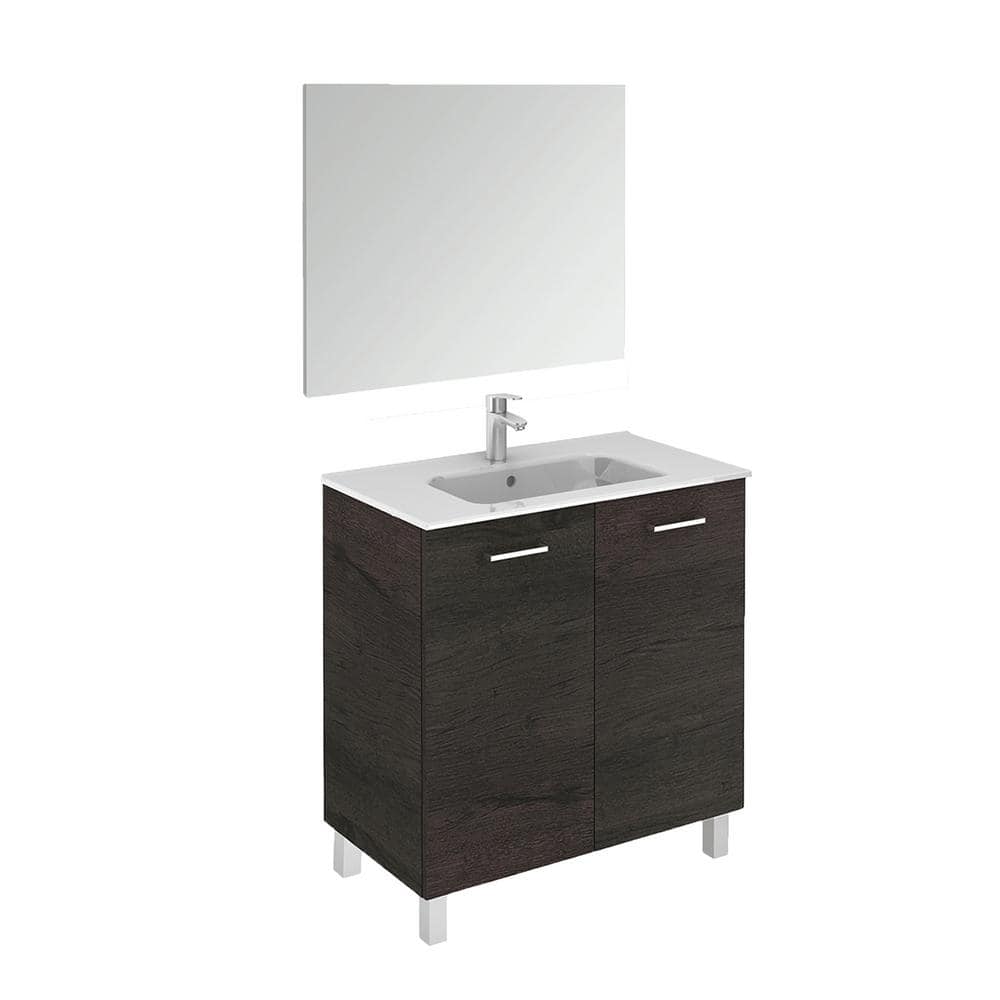 WS Bath Collections Logic 31.5 in. W x 18.0 in. D x 33.0 in. H Bath Vanity in Wenge with Ceramic Vanity Top in White with Mirror -  LOGIC 80 PACK 1 WE