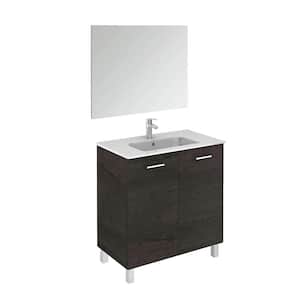 Logic 31.5 in. W x 18.0 in. D x 33.0 in. H Bath Vanity in Wenge with Ceramic Vanity Top in White with Mirror